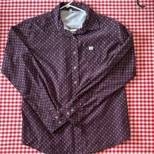 Cinch Women's Burgundy Patterned Button Down Shirt